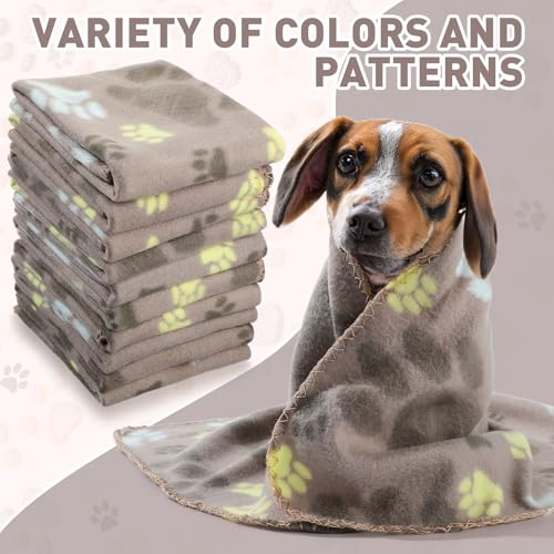 Tatuo 10 Pieces Pet Blankets with Paw Print Dog Cat Fleece Blankets Soft Warm Sleep Mat Pad Bed Cover for Kitten Puppy and Other Small Animals, 24 x 28 Inch(Cute Color) - color: Cute Color