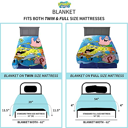 Franco Kids Bedding Super Soft Plush Micro Raschel Blanket, 62 in x 90 in, Spongebob Squarepants, Multicolour, Prints May Vary - color: Spongebob Squarepants, size: 62 in x 90 in