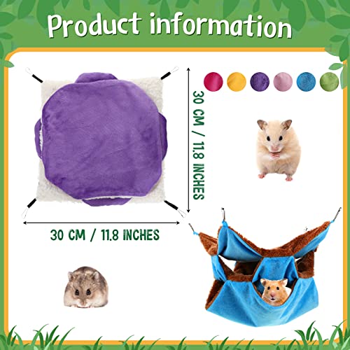 Jerify 6 Pcs Small Animals Hammock 3 Layers Hanging Pet Cage,Macaron Color | Cozy Hideaway for Rat Guinea Pig Ferret Chinchilla, Soft Plush Lining Provides Warmth, Easy Install with Metal Hooks - color: Macaron color