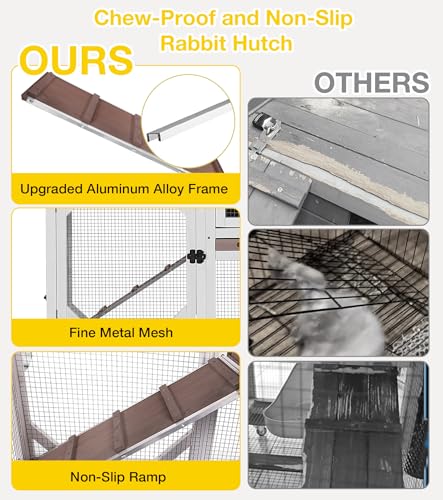 Aivituvin Rabbit Cage Indoor, 2-Story Bunny Cage with Leak-Proof Trays, Chew-Proof Wooden Rabbit Cage on Wheels for Small Pets (39.3" L x 22" W x 36.8" H) - Brown - color: Brown