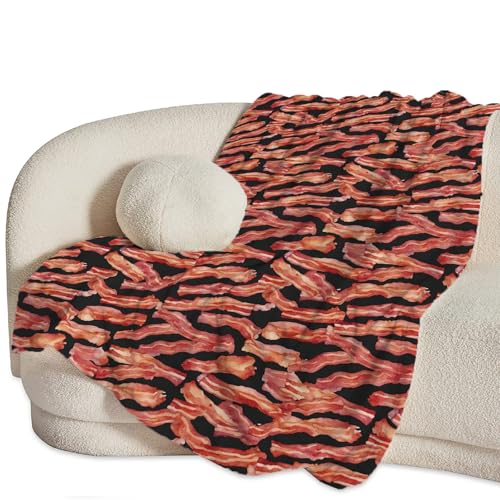Funny Bacon Blanket, Food Throw Blankets, Meat Fuzzy Plush Blanket Ultra Soft for Bacon Lover Gift Kids Teens Women Men Girls Boys Stuff Decor for Home Bedding Sofas Couch Camping 50"X40" - color: Bacon, size: 50"x40"