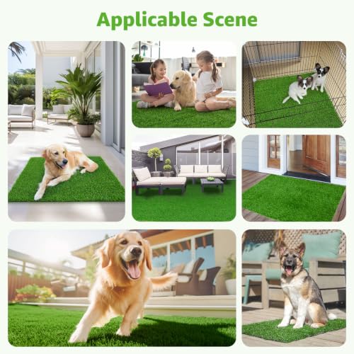2 Pack Artificial Dog Grass Pee Pad 23"x23", Indoor Puppy Potty Training | Easy to Clean, with Drainage, Reusable, Realistic, Fake Grass Mat, for Apartment, Balcony, Outddor Use - size: 23"x23"