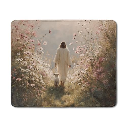 Christian Jesus with Lamb Flower Mouse Pad, Christian Jesus Gifts Mouse Pads Mousepad for Desk Office Computers Laptop, Religious Office Supplies Desk Accessories, 9.5x7.9 Inch - color: 11Child