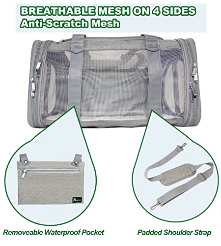 Soft-Sided Pet Carrier for Cats Small Dogs of 15 Lbs Medium Grey - color: New-Grey, size: Medium