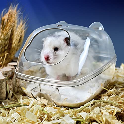 lazYYzal Hamster Bathtub,Hamster Bathroom,Small Animal Habitat Décor,Sand Bath Container Transparent Beds,Hamster Bed,Ice Bathtub,Sleep Pad Nest,Sand Bath Box for Cage Accessories（M） - size: M 5.7*4*4 inch
