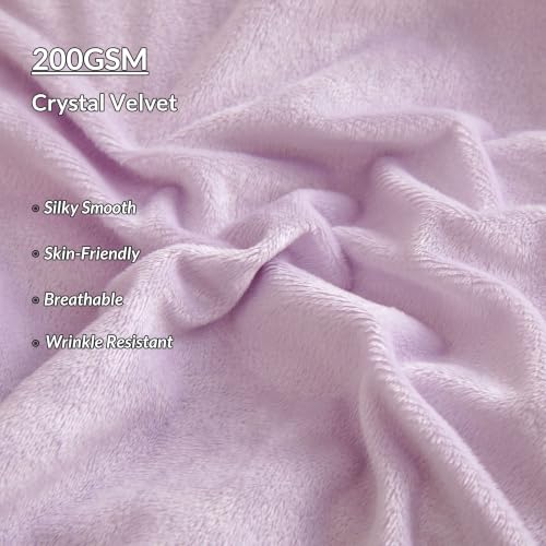 XeGe Luxury Bubble Fluffy Faux Rabbit Fur Bed Blanket King Size, Lavender | 104"x90", Double-Sided, No-Shed, Washable Buttery Soft Light Purple Blanket for Master Bedroom, Couples & Family Snuggling - color: Lavender, size: King (104" X 90")