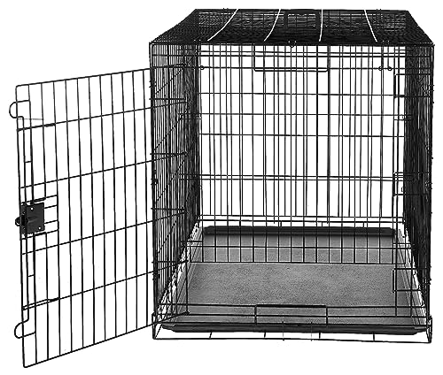 Amazon Basics Portable, Foldable Metal Wire Dog Crate with Removable Tray, Divider Panel, Easy to Assemble, for Large Dogs, 48 x 30 x 32.5 in, Black - size: 48 x 30 x 32.5 in, style: Single Door w/ Divider