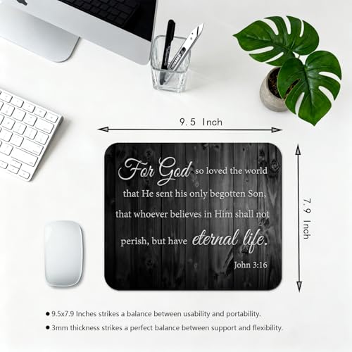 for God So Loved the World John 3:16 Mouse Pad, Christian Bible Desk Mat | 9.5"x 7.9", Inspirational Quote, Verse Scripture, Rustic Wood Grain, Black and White, Cute Smooth & Anti-Slip Mousepad - color: Colorful Design Wknoon-Art 24