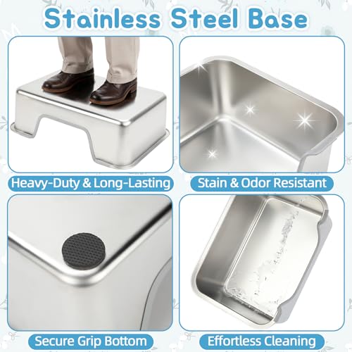 BWOGUE Stainless Steel Rabbit Litter Box, Bunny Litter Box with Steel Grid | Adult Small Animal Toilet Pan, Sifting Tray Design, Waste Separation, Easy to Clean, Rabbits, Guinea Pigs, Chinchillas - size: M:17.7in ×13.8in × 5.9inches