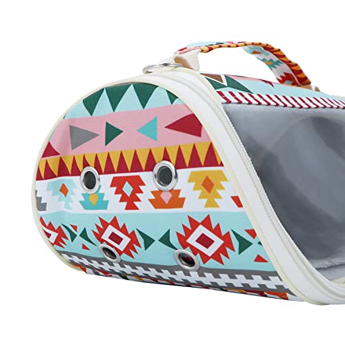 Wontee Small Pet Carrier Hamster Carrier Bag Portable Travel Carrier for Hamsters Mouse Baby Guinea Pig Hedgehog Sugar Glider Small Birds (M, Pink Ethnic) - color: Pink Pattern