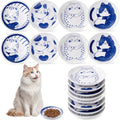 8 Pcs Kawaii Cat Ceramic Bowls Set, 4 Inch Shallow Cats Dishes Food Plates for Wet Food Treats and Snacks, Japanese Style Cute Bowls for Small Pets, Gifts for Cat Lover