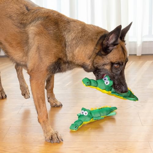 Sedioso Dog Plush Toy for Aggressive Chewer, Though Large Stuffed Animal Dog Toys, Upgrade 10 Times Durablities Dyneema Dogs Squeaky Toy, Big Dogs Toys for Small, Medium, Large Breed(Crocodile)