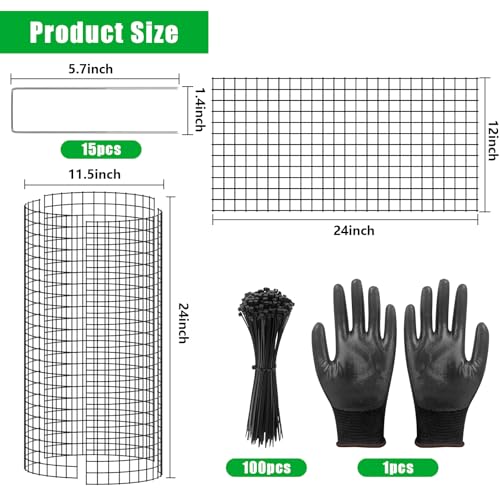 5 Pack Plant Protectors from Animals, 24x12" Plant Cages for Outdoor Plants | Wire Plant Protector, Thick Metal, Non-deformable, Free-Cut, Cap-less Design, Plant Protection Cage to Keep Animals Out - size: 5 PACK-24x12inch