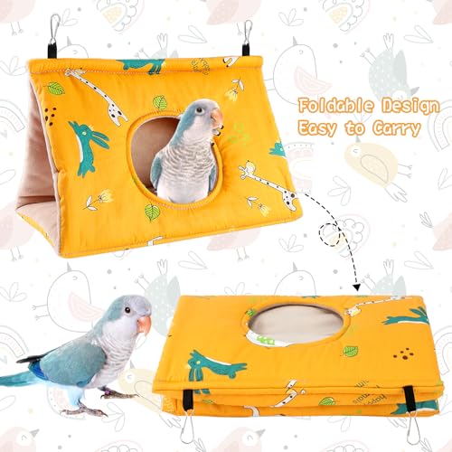 Rypet Bird Bed for Cage Warm Bird Hammock Nest House Large Parrot, Yellow L | Warm Plush Cotton Bird Hut, Side Entry for Access, Dual Hanging Straps, Machine Washable, African Grey Amazon Parrot Fit - color: Yellow, size: Large (Pack of 1)