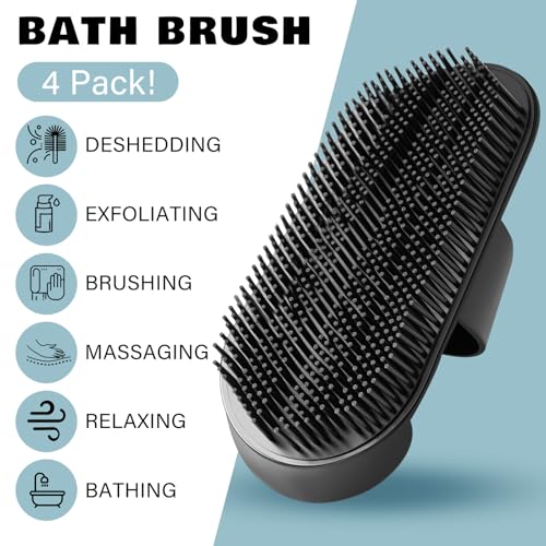LemonRoad 4 Pcs Livestock Massage Brush, Large Plastic Horse Scratcher Grooming Brush Set Multifunctional Wet Dry Usage for Bathing Massage Hair Cleaning for Cow Cattle Sheep Horses Pigs