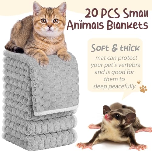 Moukeren 20 Pcs Guinea Pig Fleece Bedding Blankets Bulk Washable Small Animal Fleece Cage Liners Pet Sleeping Mat Cover for Hamster Chinchilla Rabbit Hedgehog (14 x 30 Inch,Cloud Style,Gray) - color: Gray, size: 14 x 30 Inch, style: Cloud Style