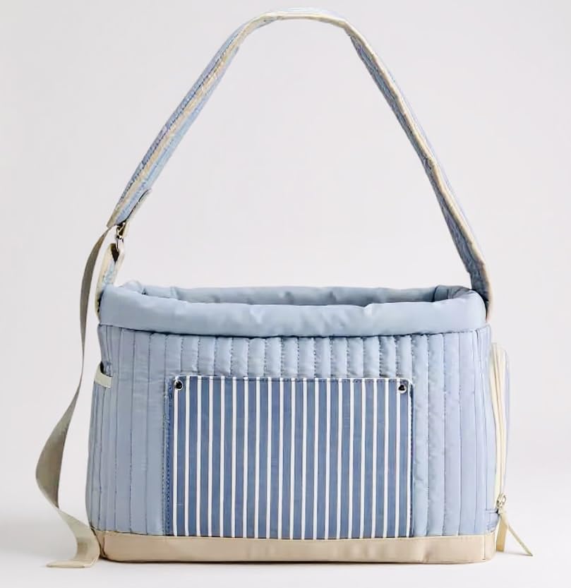 Tristan Home Luxury Quilted Pet Carrier Tote Bag, Waterproof, Adjustable Shoulder Strap, 42cm x 28cm x 20cm (Light Blue) - color: Light Blue
