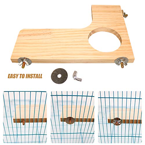 Roundler Squirrel Gerbil Chinchilla and Dwarf Hamster L-shaped Round Hole Wooden Platform, Birds Parrots Activity Playground (style-1)