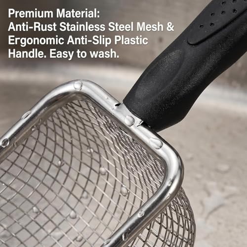 Chicken Coop Poop Scooper 2 Pack, Stainless Steel Sifting Shovels | 3.8mm & 5mm Mesh Sand Sifting Litter Shovel Tool for Chicken Coops Sand, Cat Litter and Bedding Cleaning, 2 adhesive hooks