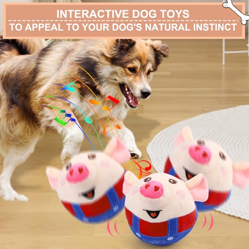 BABORUI Interactive Dog Toys Pig, Jumping Squeaky Dog Toys with Recording and Music Modes, Rechargeable Moving Dog Chew Toys for Small/Medium/Large Dogs to Keep Them Busy(Red Pig) - color: Red Pig