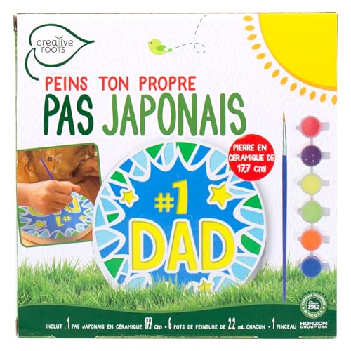Creative Roots Paint Your Own #1 Dad Stepping Stone, Paintable Ceramic 7 in. Stone, Includes 6 Acrylic Paints & Paintbrush, Great Arts and Crafts for Kids Ages 8-12 - style: #1 Dad