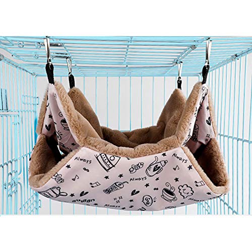 Petmolico Small Pet Hanging BunkBed Warm Hammock Bed Cage Accessories Bedding Hideout Playing Sleeping for Parrot Sugar Glider Squirrel Hamster Rat, Pink Cup - Small Size