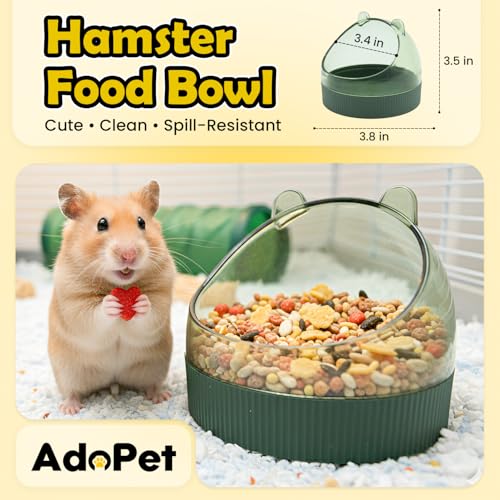 Cute Hamster Food Bowl Brown, Spill Resistant Dome Pet Feeding Dish for Small Animals, Easy Clean Durable Bowl (Green) - color: Green