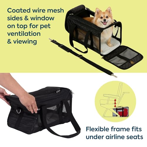 Sherpa Original Deluxe Travel Pet Carrier, Airline Approved & Guaranteed On Board - Black Lattice, Medium - color: Black Lattice, size: 17.0"L x 11.0"W x 10.5"H