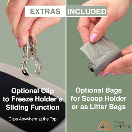 Heavy Duty Full Metal Cat Litter Scoop with Holder - Speed Sifter Litter Box Scooper Captures All Clumps - Kitty Litter Sifting Shovel Comfy Handle - Cat Scooper Includes Litter Bags & Non-Slide Clip | Heavy Duty Ergonomic Handle, Dust Free Quick Sifting