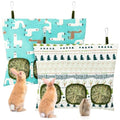UPINS 2Pack Guinea Pig Hay Feeder Bag,Bunny Rabbit Cage Bag Hanging Holder | Guinea Pig Cage Feeder,for Bunny Rabbits,Chinchillas,Hamsters,Small Pets,and Animals - color: White Blue, size: 34 x 28 cm