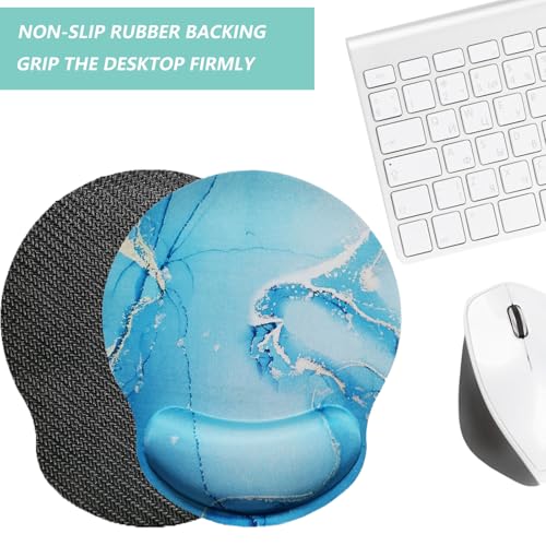 Mouse Pad with Wrist Support, Ergonomic Mouse Pad with Memory Foam Wrist Rest Cushion, Non-Slip Rubber Base Gaming Mice Pad for Home Office Computer Laptop, Green Marble - color: Green marble