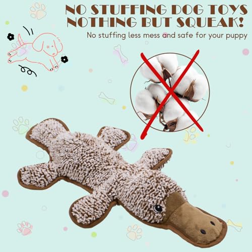 No Stuffing Dog Squeak Toys, Chew Toys for Small to Large Puppies(Platypus) | Durable Plush Puppy Teething Toys, Interactive to Keep Pets Busy, Toss Fetch Tug Play, Best Birthday Gift - color: Coffee