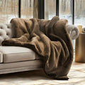 EVERGRACEHOME Faux Chinchilla Fur Throw Blanket, 60"x80", Brown Sable | Luxury, Super Soft, 1220GSM, Fluffy Cozy Mink, Reversible Velvet Back, Warm Thick Heavy Winter Throw for Couch Bed, Gift - color: Brown Sable, size: 60"x80"