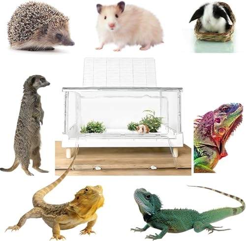 Hamster Cage & Guinea Pig Cages, Acrylic Cage for Small Animal Pets, Large Transparent Gerbil Cage and Habitats, Hedgehog, Dwarf Hamster, Rat, Mouse - size: 27.5"L x 17.0"W x 13.4"H