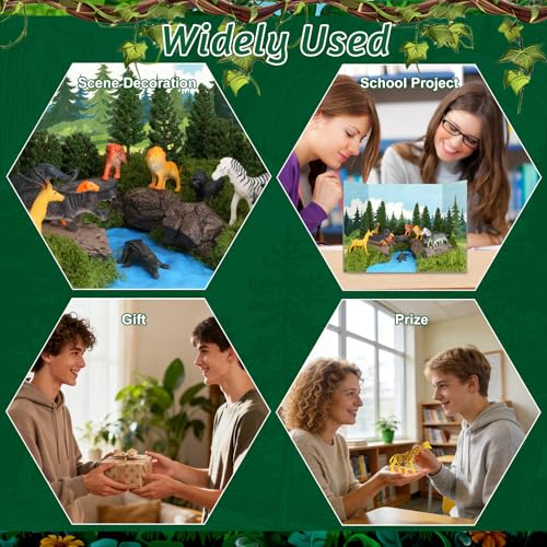 50 Pcs Forest Diorama Supplies Forest Animals Figures Habitat Project Box - style: Forest