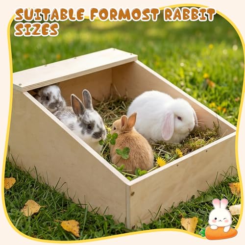 17"x12"x12" Wood Rabbit Nesting Box with Mat, Wooden Small Animal Hideout | for Breeding, Multi-Purpose Hutch for Rabbits, Chickens, Ducks, Guinea Pigs, Chinchillas and Birds & Other Small Animals
