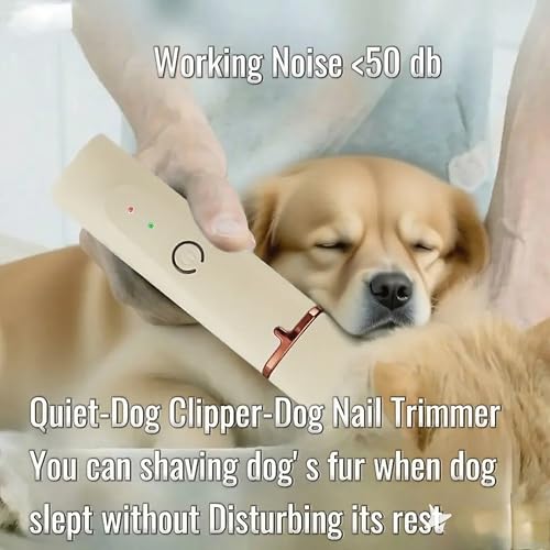 Low Noise 4-in-1 Dog Grooming Clippers Kit,Cordless Dog Nail Clipper,Dog Paw Trimmer,Cat Ear Trimmer,Pet Cat Dog Hair Trimmer for Small Large Dogs Cats and Rabbits Grooming at Home(Beige)