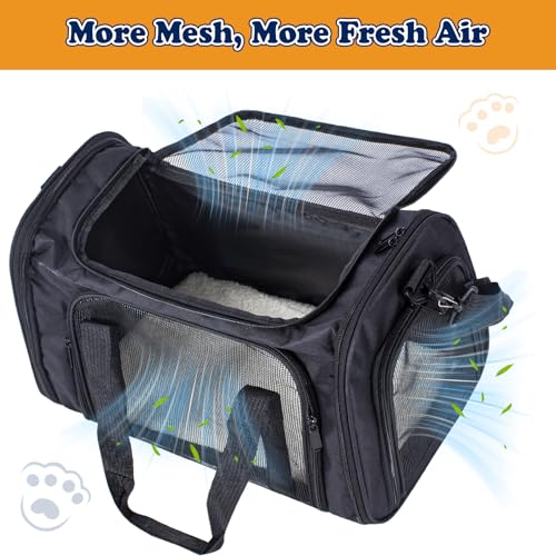 Soft-Sided Cat/Dog Carrier, Car Travel Pet Carrier Up to 16LB with Backpack Straps & Removable Washable Pad, Collapsible Mesh Puppy Carry Bag for Small Animals, Black - color: Black
