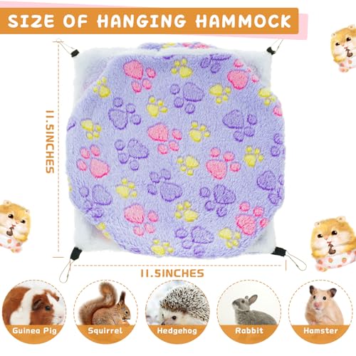 Sadnyy 6 Pieces Guinea Pig Rat Hammock Three Layer Ferret Bed Small Animal Hanging Pet Cage Hammock for Chinchilla Rat Sugar Glider Squirrel Reptiles (Classic Pattern)