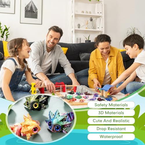 Honoson 12 Pcs 3D Printed Animals 5-7cm, Baby Axolotl | Articulated Fidget Animals, Flexible 3D Printed Figures for Stress Relief, Cute Mini Joints for Party Favors and Display - size: 5-7cm, style: Baby Axolotl