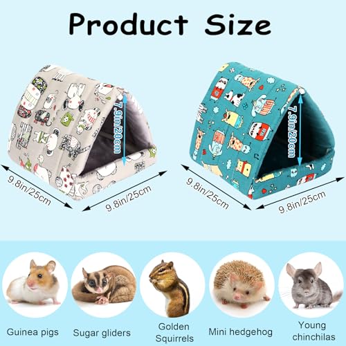 UPINS 2 Pack 9.8 inches Guinea Pig Bed,Guinea Pig Hideout | Washable Small Animal House Cage Accessories, for Dwarf ,Rabbits ,Chinchillas Hamsters, Hedgehogs,Rats - color: Blue Gray, size: 9.84 x 9.84 inch