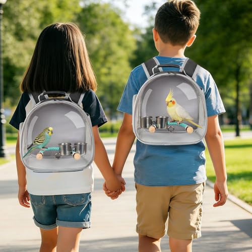 Small Bird Travel Backpack Carrier Cage with Cups, Backpack to Transport Backpack Carrier with Clamp Cups Stand Perch for Parakeet Cockatiel Budgies Vet Carry Book Bag Black - color: Black
