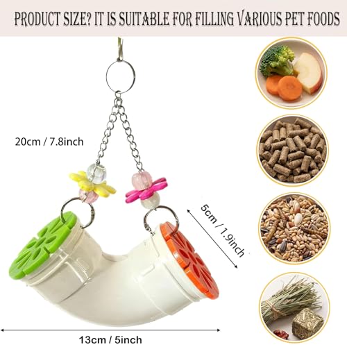Rat Enrichment Toy, Mouse Interactive Foraging Toys for Various Treats | Slow Feeder Hanging Fancy Mice Cage Accessories Tube Treat Dispenser Rodent Puzzle Toys for Rats Guinea Pig Parakeet