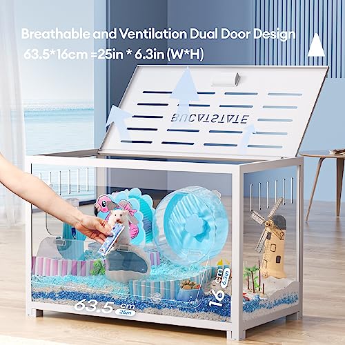 BUCATSTATE Hamster Cage 2.0, Large Hamster Enclosure (31in, White) | Stackable 3.84 ft² Large Habitats with Deep Beddiing Base, Sturdy Aluminum Frame, Front and Top Access, Easy Assemble - color: White, size: 31.4"L x 17.6"W x 20.6"H