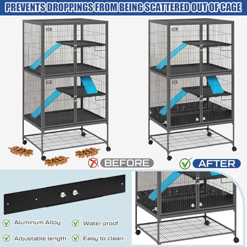Scatter Guards Compatible with Ferret Nation & Critter Nation, 9 Pcs Pull Out Adjustable Small Animal Cages Guards, Urine & Litter Containment for Ferrets, Chinchillas, Rats(Black) - color: Black