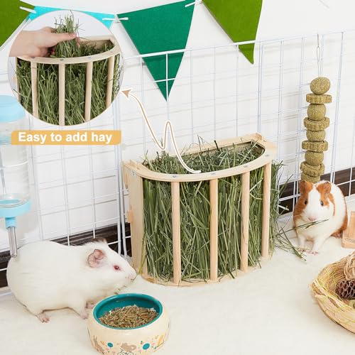 Unicorn Catcher Wooden Guinea Pig Hay Feeder, Large Hanging Rabbit Rack | Bunny Hay Holder Featuring A Large Capacity Wooden Design For Organized Feeding In Chinchilla And Ferret Cages - size: 1 PACK