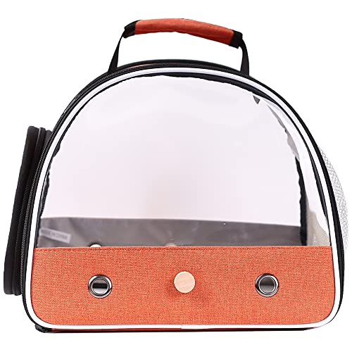 Small Bird Travel Carrier, Portable Bird Travel Outside Cage for Parakeet, Parrot, Budgie, Guinea Pig, Bearded Dragon Reptile Carrier for Hiking Vet Visit Bicycle Ride (Orange) - color: Orange