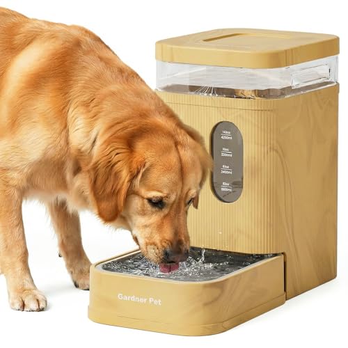 Gardner Pet 1.7 Gallon Automatic Dog Water Bowl Dispenser 6.5L Gravity Water Feeder with Stainless Steel Bowl & Maifan Stone Filter, BPA-Free for for Cats and Dogs (Brown, 1.7 Gallon) - color: Brown, size: 1.7 Gallon