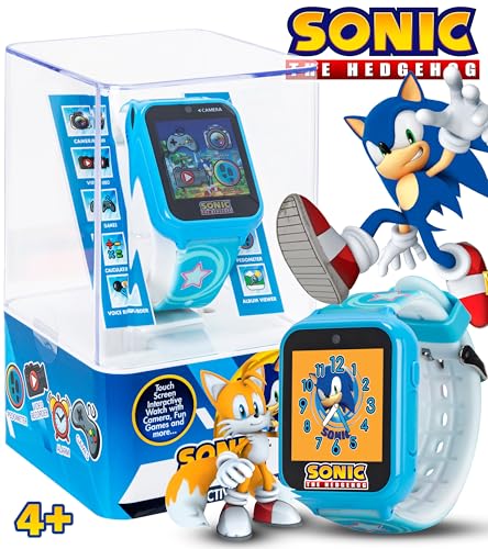 Accutime Kids SEGA Sonic The Hedgehog Blue Educational Touchscreen Smart Watch Toy for Boys, Girls, Toddlers - Selfie Cam, Learning Games, Alarm, Calculator, Pedometer (Model: SNC4133AZ) - color: Sonic Star