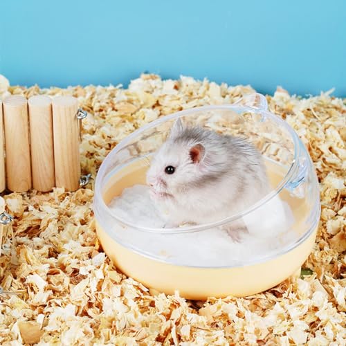 Meow&Woof Hamster Sand Bath Container, Large Sandbox Toilet Gerbil Batheoom, Tiny Chinchilla Dust Bathtub Sand Bath Box for Hamster Cage Accessories 5.2 Inch-Yellow - color: Yellow